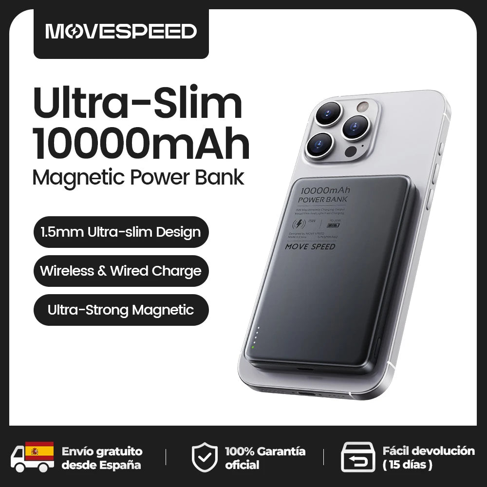 Batterie Externe Magnétique MOVESPEED S10 10000mAh Charge Rapide Sans Fil