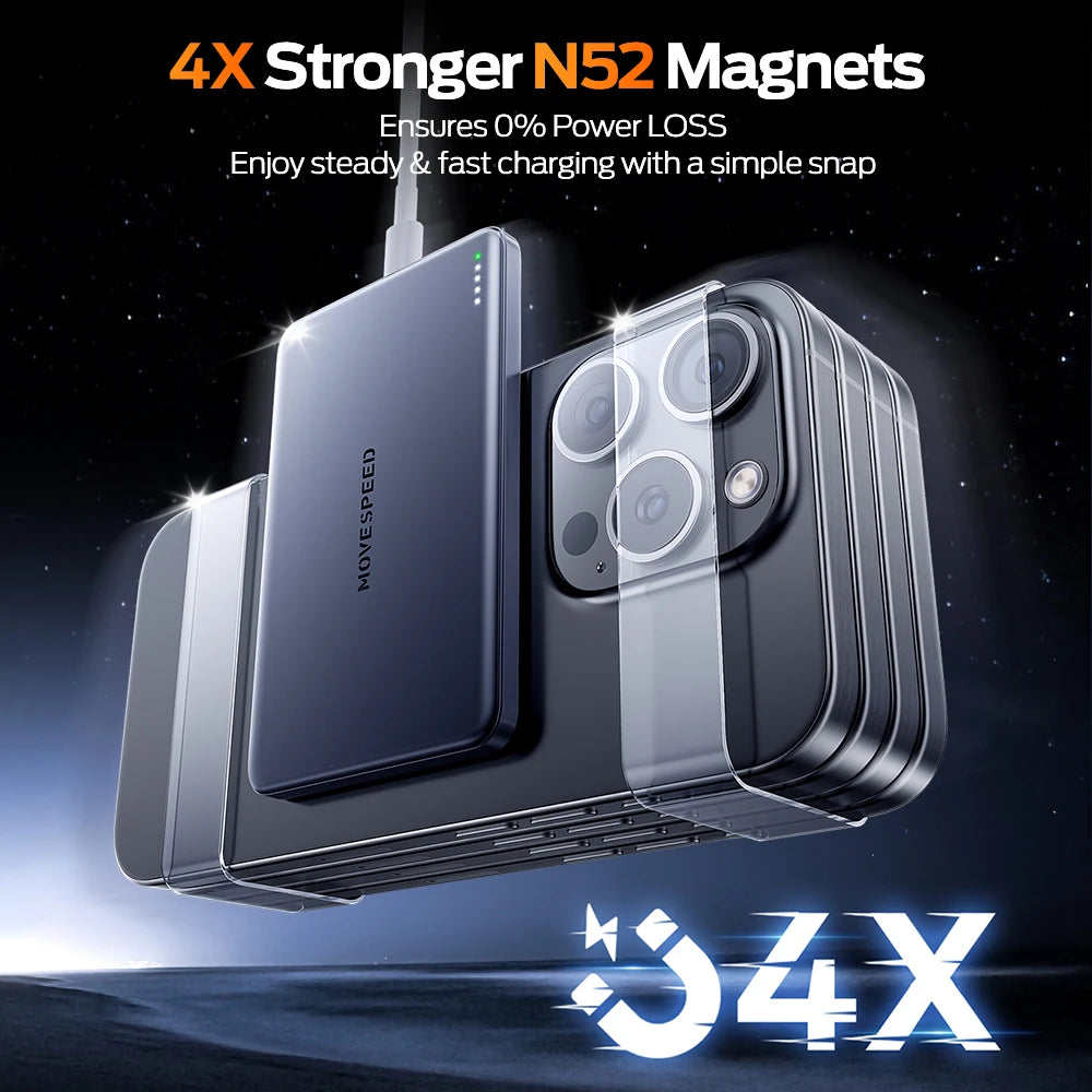 Batterie Externe Magnétique MOVESPEED S10 10000mAh Charge Rapide Sans Fil