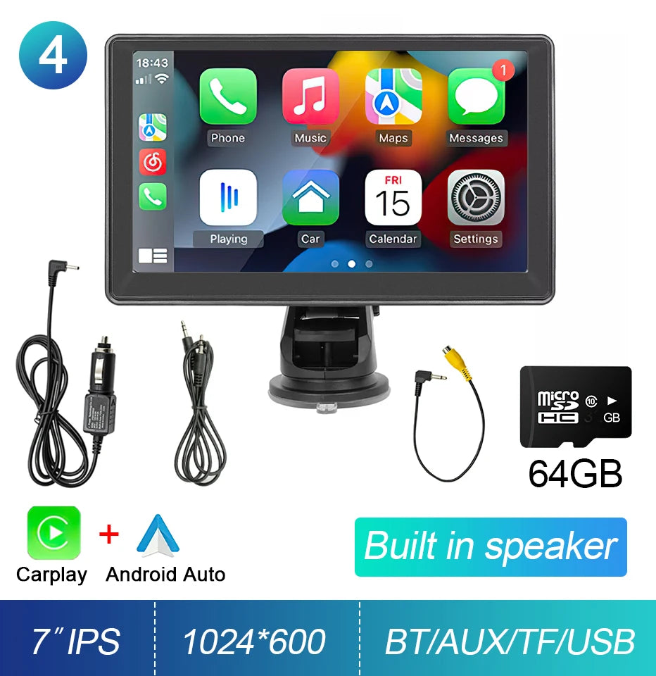 Écran Tactile Portable 7" CarPlay & Android Auto