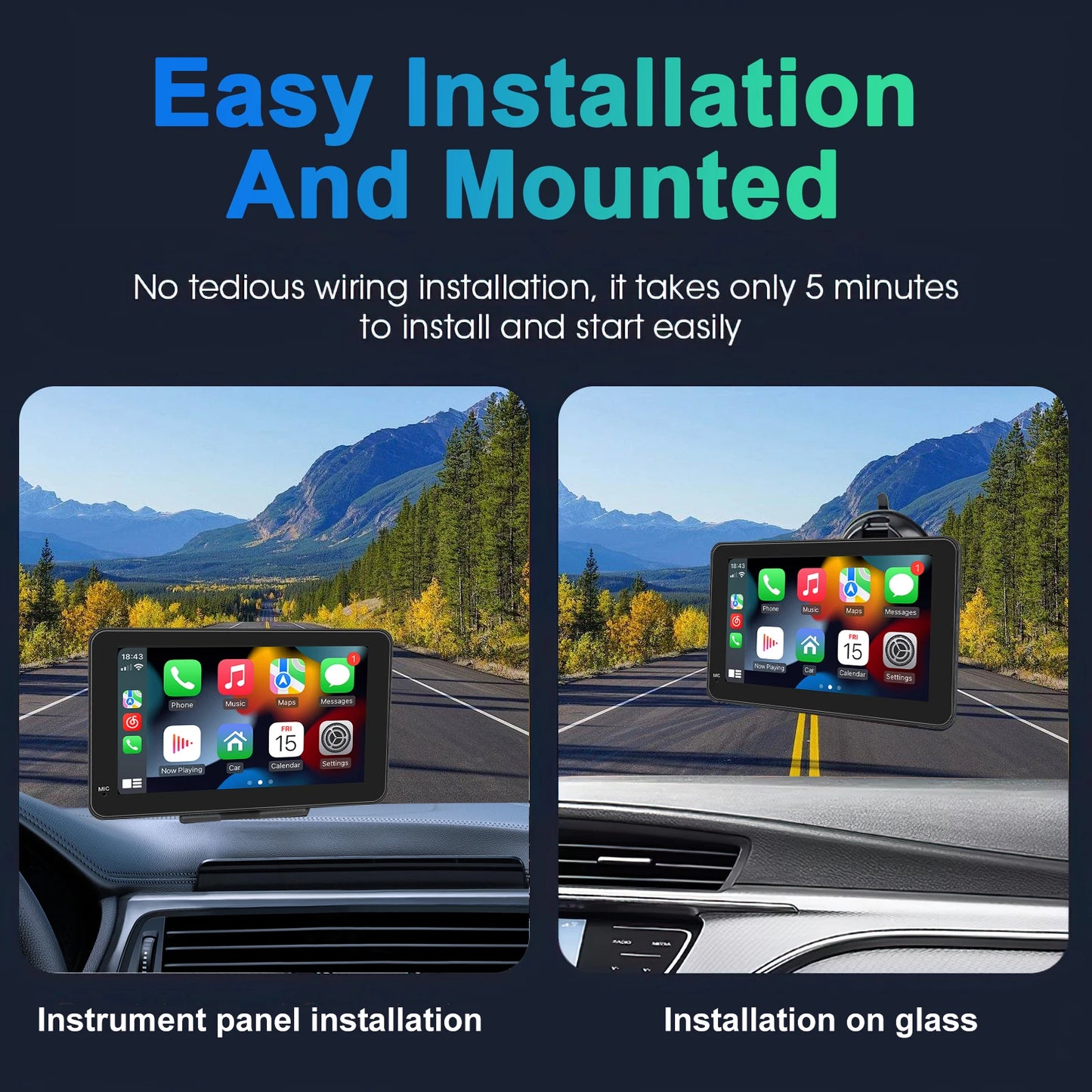 Écran Tactile Portable 7" CarPlay & Android Auto