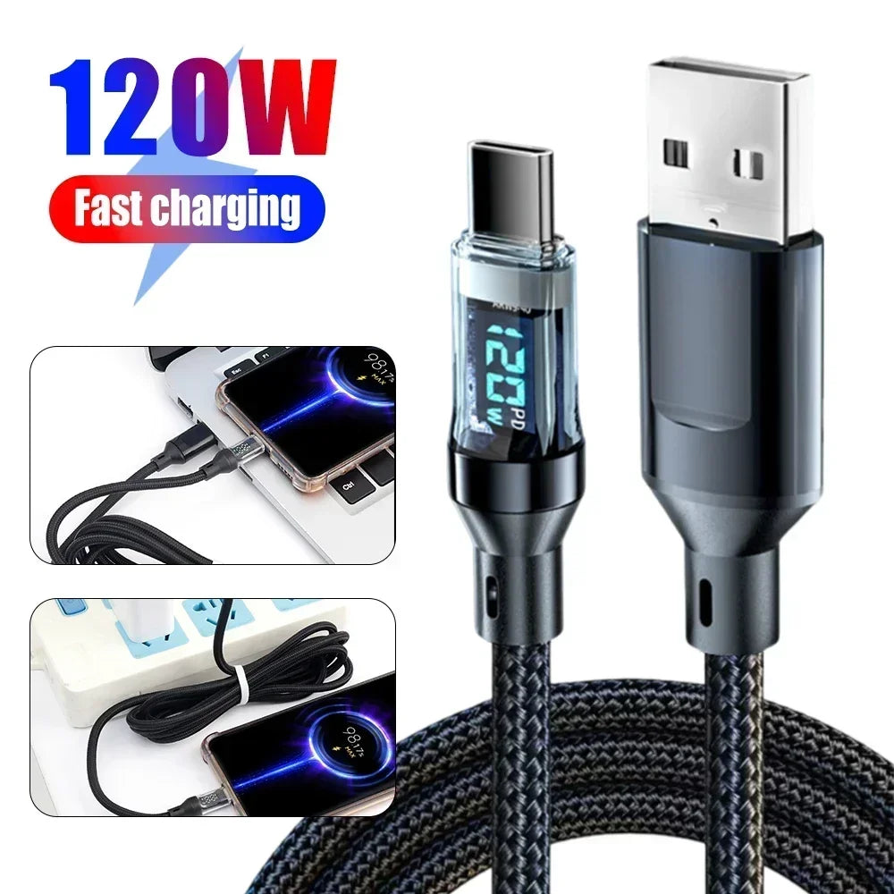 Câble USB-C 120W avec Affichage Numérique