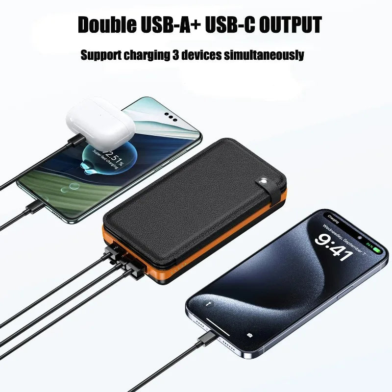 Batterie Externe rechargeable avec le soleil 50000mAh Haute Capacité Charge Rapide