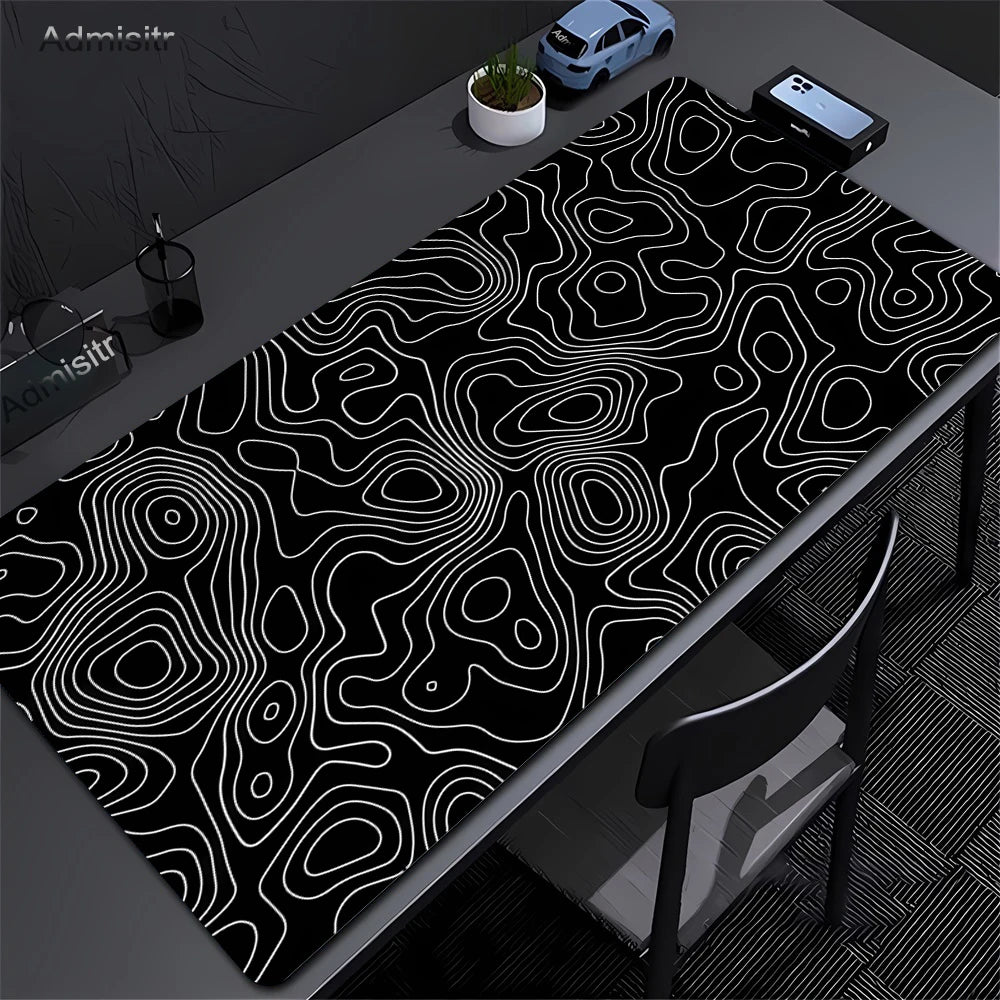 Tapis de Bureau XXL Noir & Blanc Design Abstrait