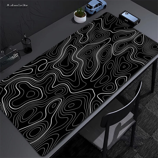 Tapis de Bureau XXL Noir & Blanc Design Abstrait