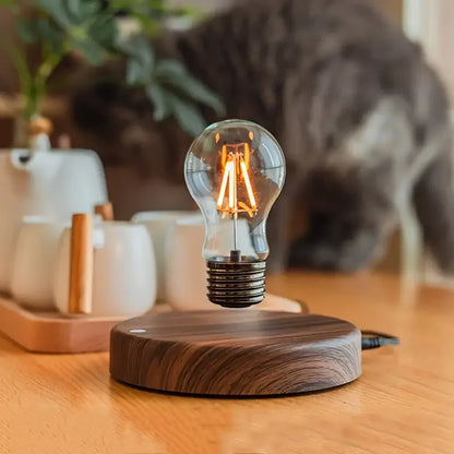 Veilleuse flottante magnétique 3D LED avec base en bois