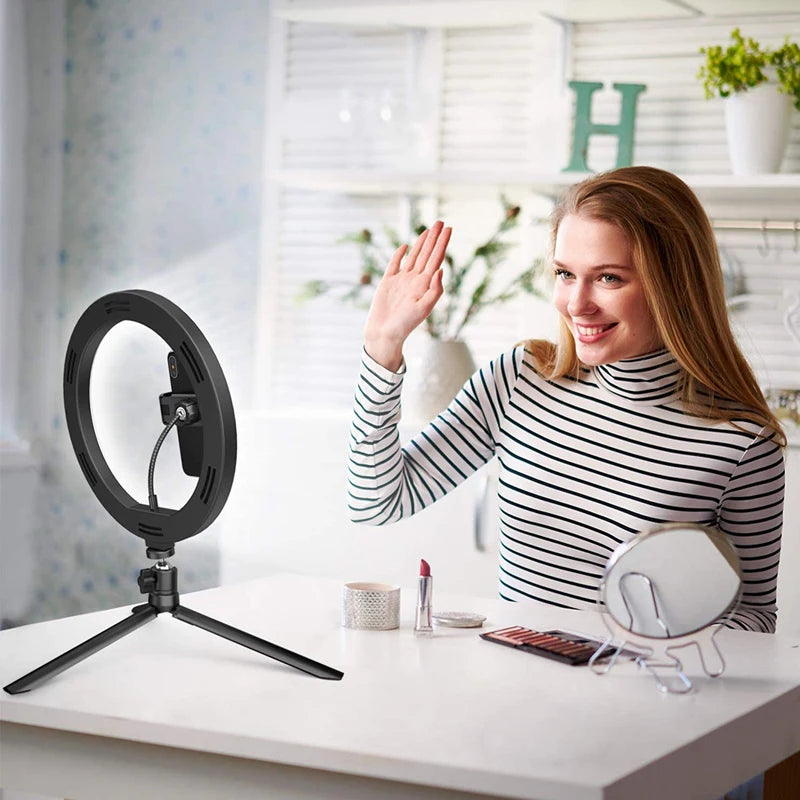 Anneau LED Selfie avec Trépied et Support Téléphone