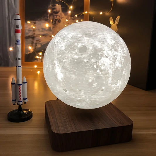 Veilleuse flottante magnétique 3D LED avec base en bois