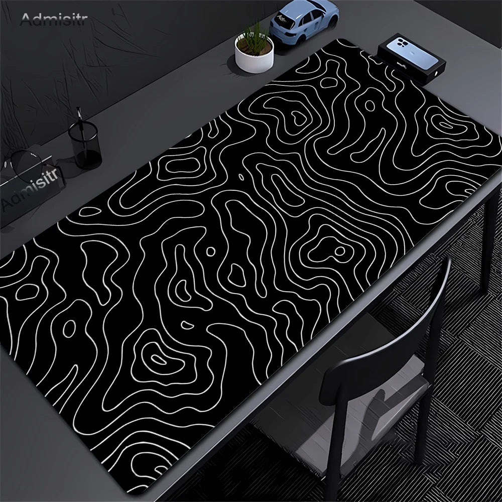 Tapis de Bureau XXL Noir & Blanc Design Abstrait