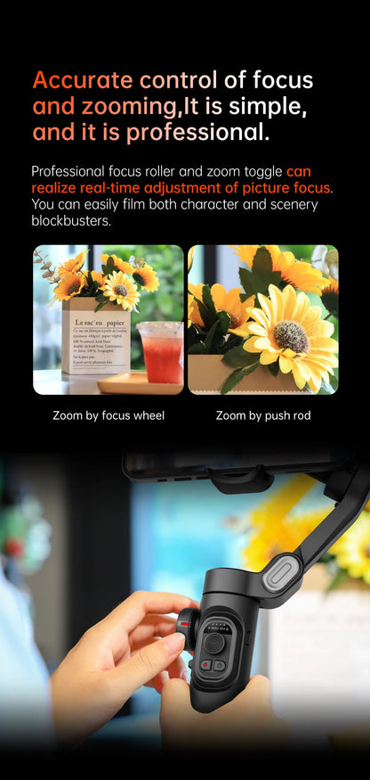 Stabilisateur Smartphone intelligent, aide à la stabilisation lors de prises de vidéos + ia