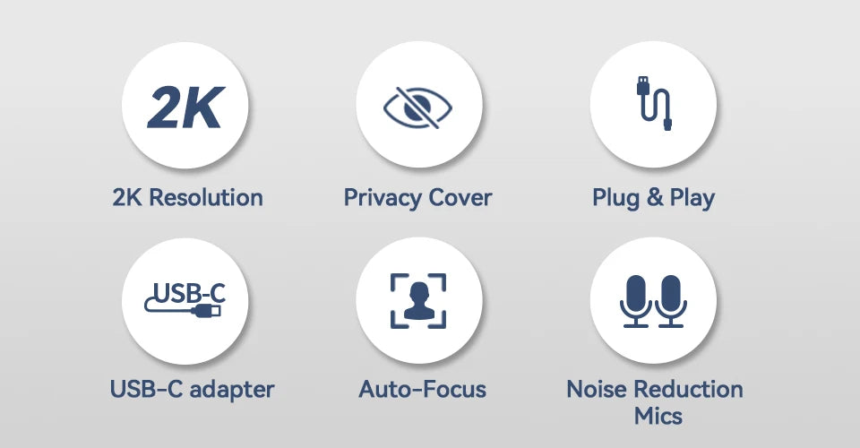 Webcam 2K avec Microphone & Autofocus