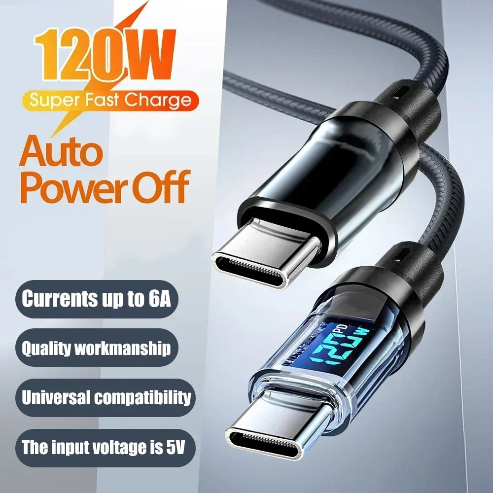 Câble USB-C 120W avec Affichage Numérique