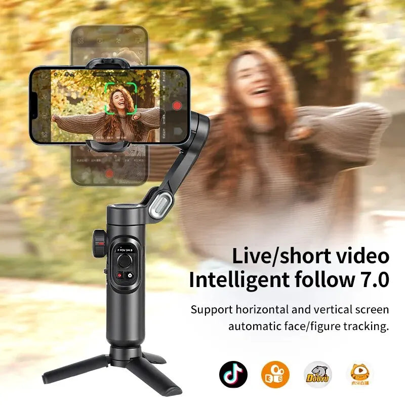 Stabilisateur Smartphone intelligent, aide à la stabilisation lors de prises de vidéos + ia