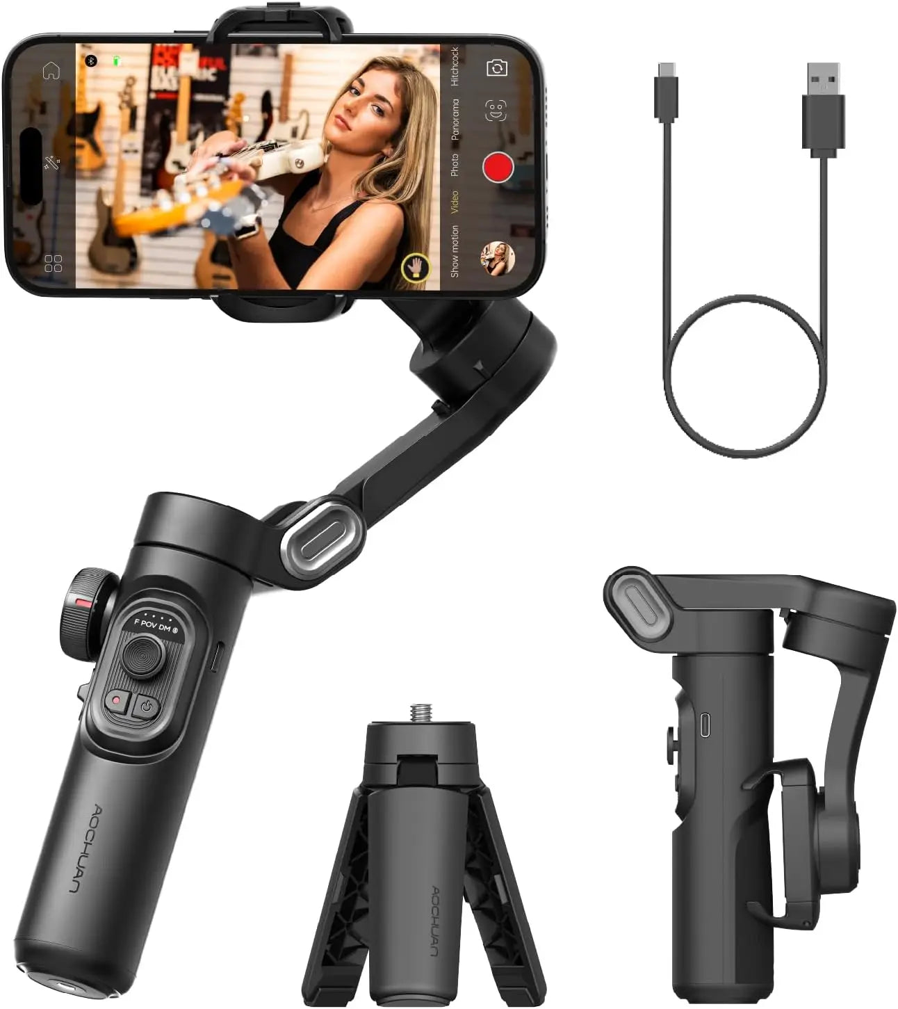 Stabilisateur Smartphone intelligent, aide à la stabilisation lors de prises de vidéos + ia