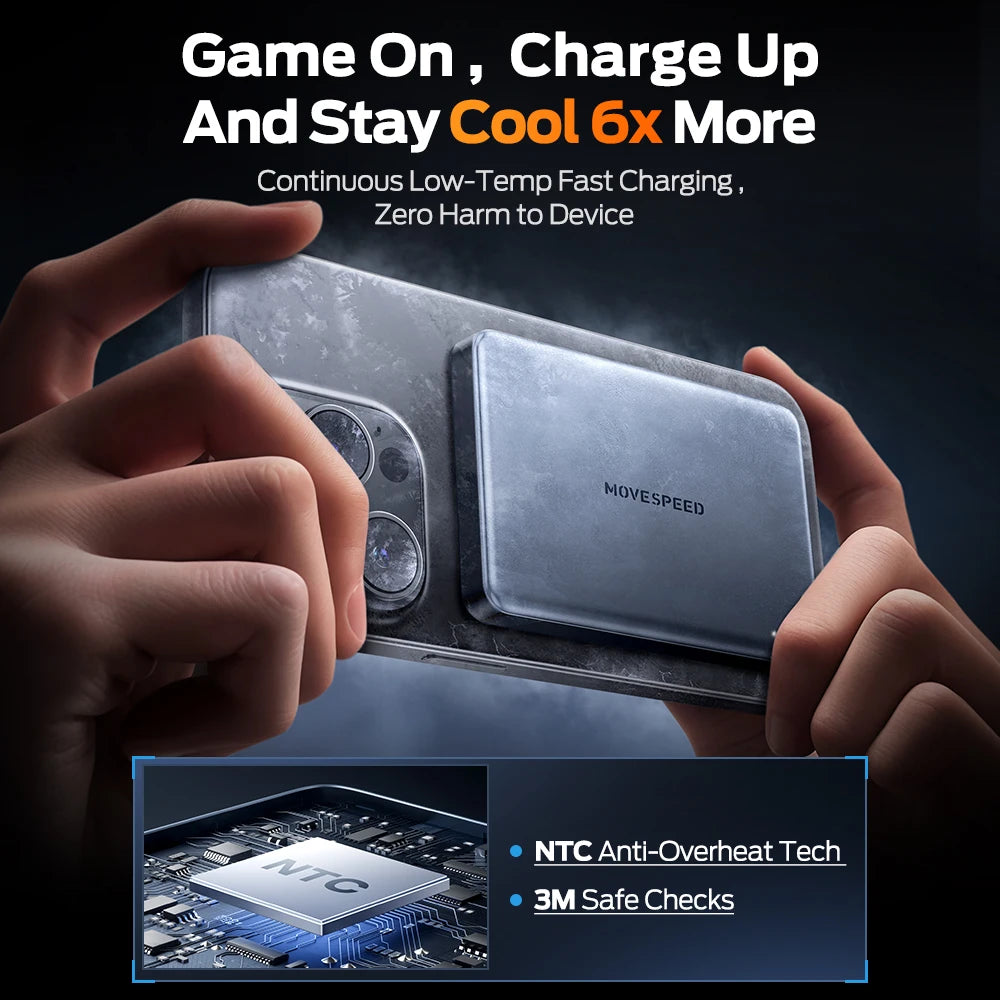 Batterie Externe Magnétique MOVESPEED S10 10000mAh Charge Rapide Sans Fil