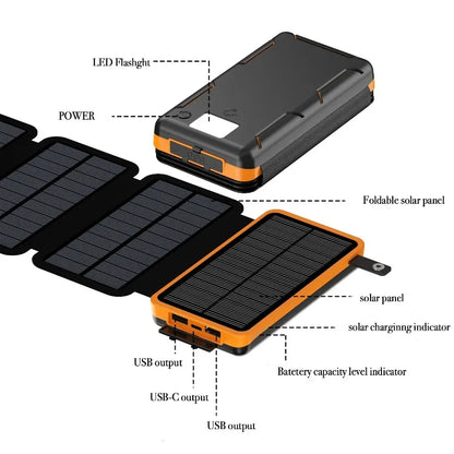 Batterie Externe rechargeable avec le soleil 50000mAh Haute Capacité Charge Rapide