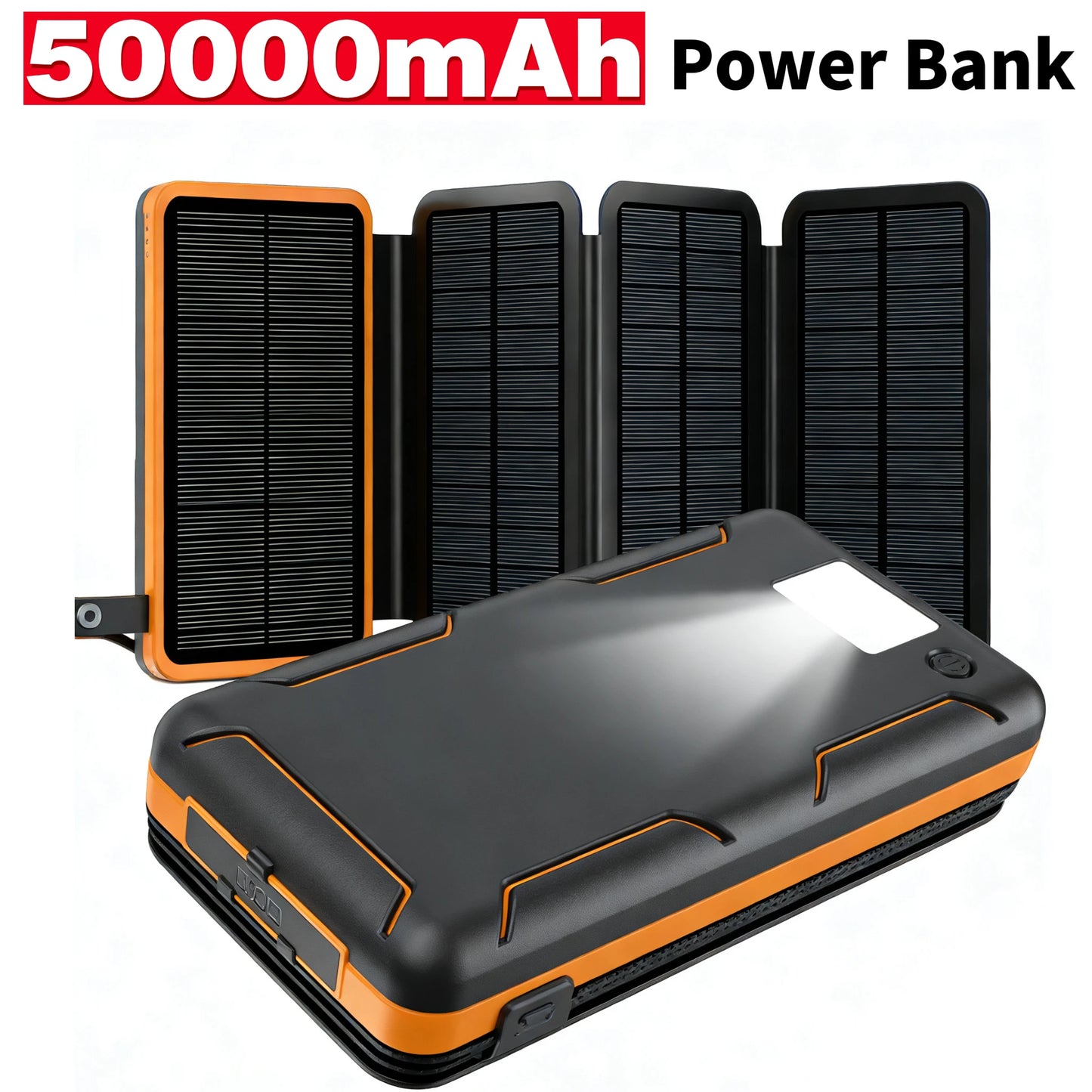 Batterie Externe rechargeable avec le soleil 50000mAh Haute Capacité Charge Rapide