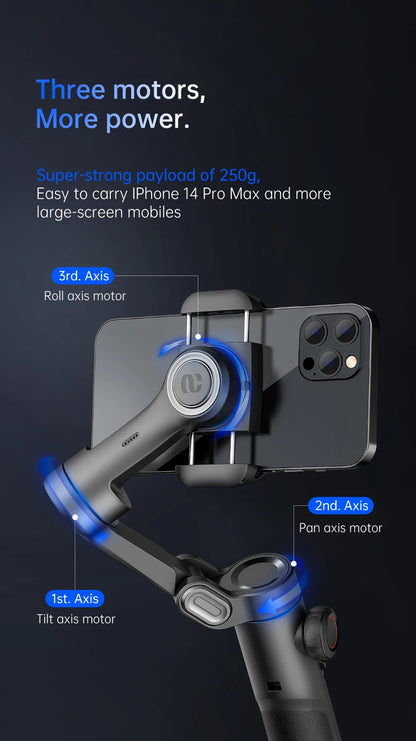 Stabilisateur Smartphone intelligent, aide à la stabilisation lors de prises de vidéos + ia