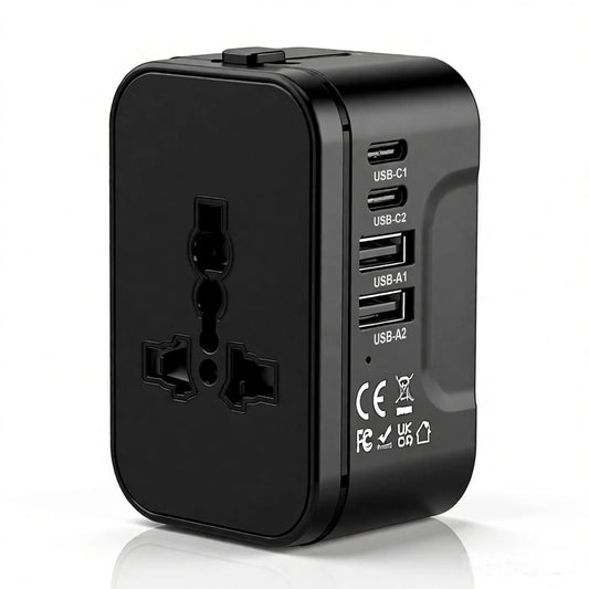 Adaptateur de Voyage Universel 5-en-1 Charge Rapide USB-C