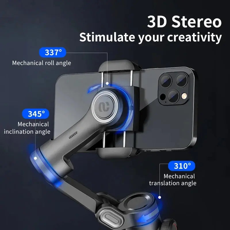 Stabilisateur Smartphone intelligent, aide à la stabilisation lors de prises de vidéos + ia