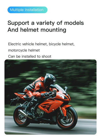 Caméra d’Action 4K pour Sports et Aventures, s'intègre à casque de moto/vélo