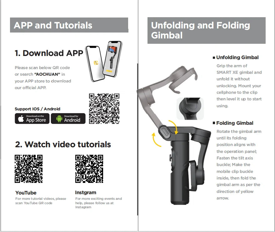Stabilisateur Smartphone intelligent, aide à la stabilisation lors de prises de vidéos + ia