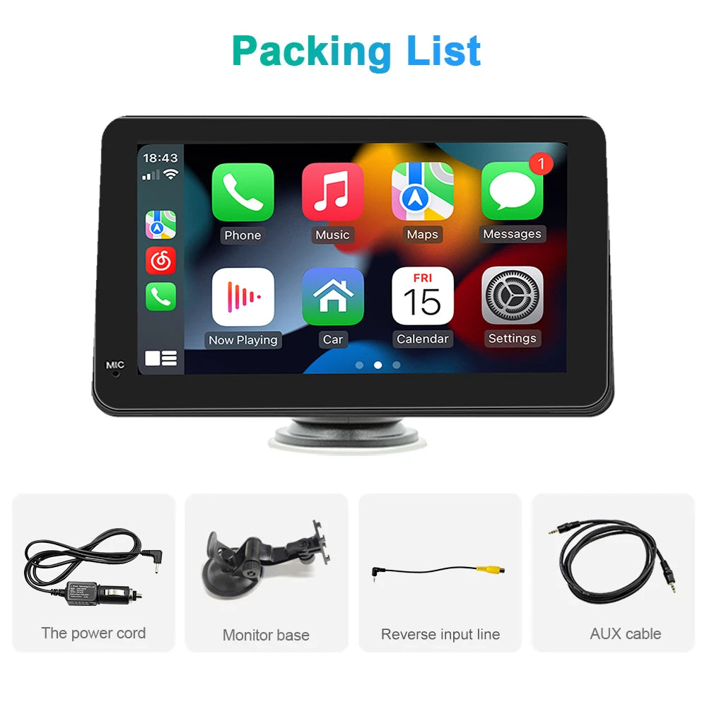 Écran Tactile Portable 7" CarPlay & Android Auto