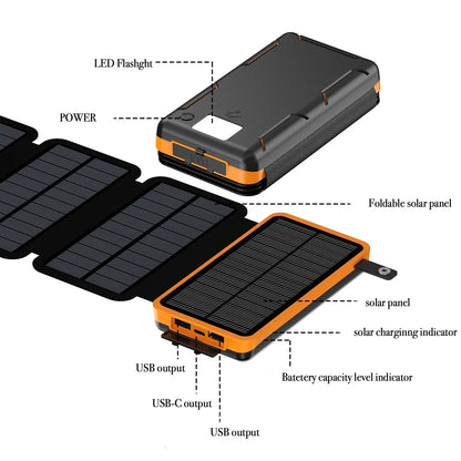 Batterie Externe rechargeable avec le soleil 50000mAh Haute Capacité Charge Rapide