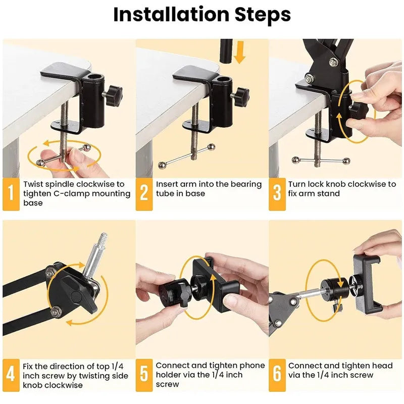 Support Téléphone Flexible avec Bras Articulé pour Bureau
