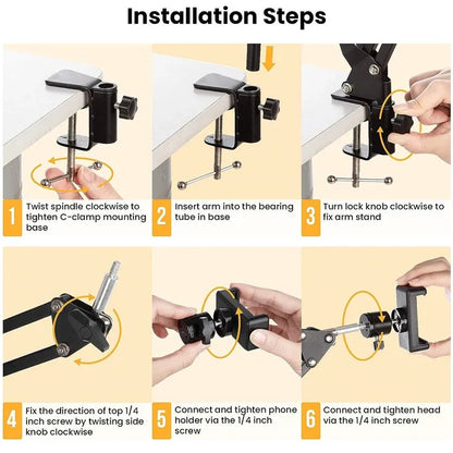 Support Téléphone Flexible avec Bras Articulé pour Bureau