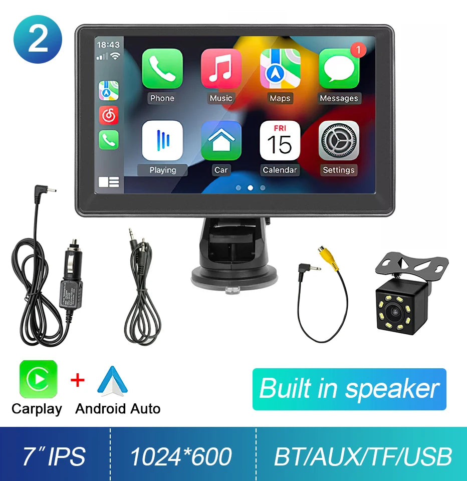 Écran Tactile Portable 7" CarPlay & Android Auto