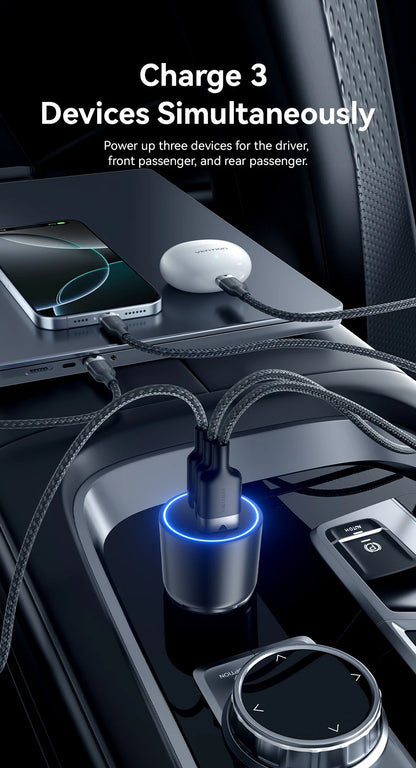 Chargeur Voiture Vention 165W USB-C Charge Rapide 3 Ports