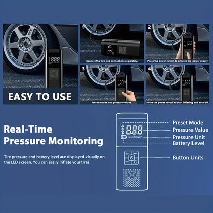 Compresseur d’Air pour pneu voiture Portable 150 PSI Sans Fil