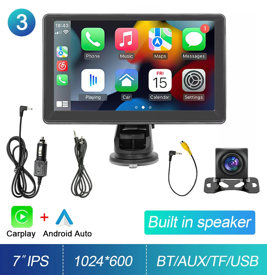 Écran Tactile Portable 7" CarPlay & Android Auto